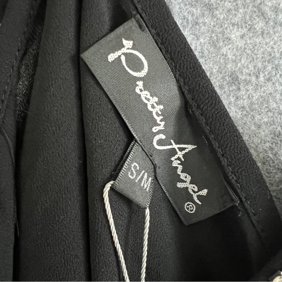 PRETTY ANGEL Silk Blend Crystals Tank Top Bows Black Size S/M NWT - Picture 5 of 13